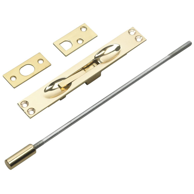 Flush Bolt for Metal Doors with 12" Extension Brass